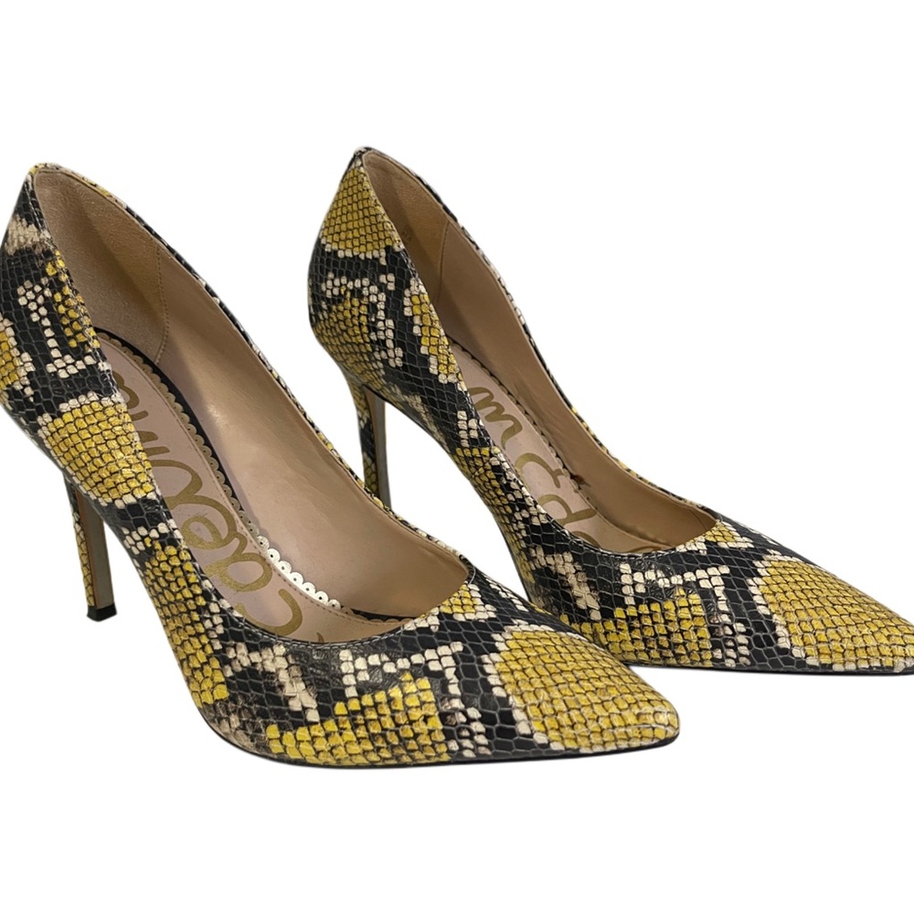 Sam Edelman Yellow and Black Snakeskin Heels